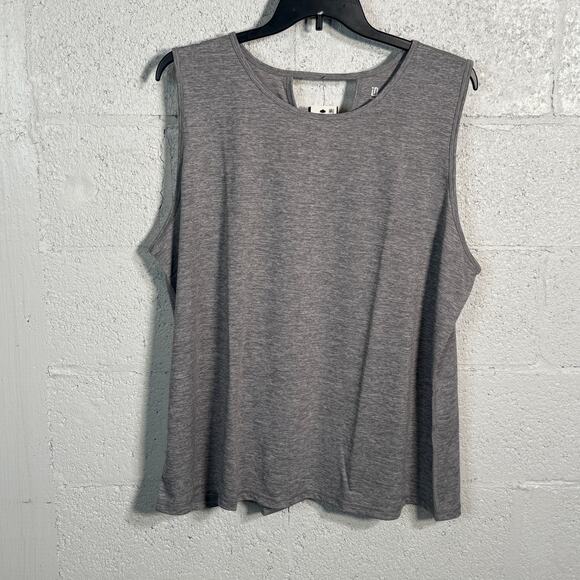Ideology womens Heathered Keyhole-Back Tank Top storm grey 4X - Picture 1 of 5